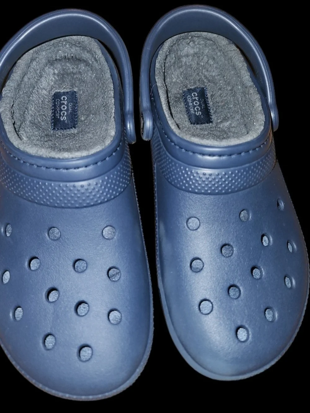 CROCS Navy Blue Fuzz-Lined Slip-On Clogs
